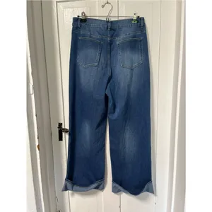 NWT Halara Flex Tall High Waisted Pockets Rolled Hem Wide Leg Washed Denim Large thumbnail 4