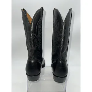 Pistolero Black All Leather Embroidered Cowboy Boots Women's Sz 24.5-7.5/Men 5.5 thumbnail 13