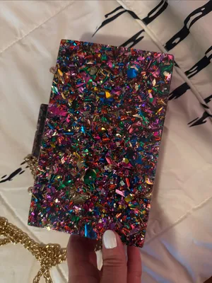 Glitter Confetti Acrylic Crossbody Bag with Gold Chain thumbnail 4