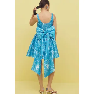 NWT Hutch Anthropologie Sleeveless Back-Bow Basque-Waist Mini Dress Blue Size L‎ thumbnail 2