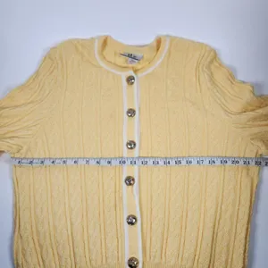 Mita Cable Knit Cardigan Vintage Long Sleeve Gold Buttons 80s Size 14 Yellow thumbnail 7