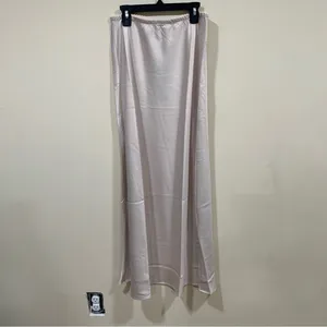 NWT Emprada Women's Long Satin Skirt Elastic Waist Champagne Silk A-Line Skirt L thumbnail 2