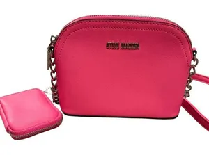 Steve Madden Bmaggie Crossbody Bag Hot Pink‎ Dome Purse Chain Strap AirPod Case thumbnail 1
