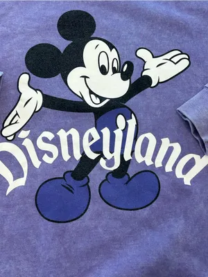 Disney Parks purple acid wash retro Mickey Disneyland crewneck sweatshirt SM thumbnail 3
