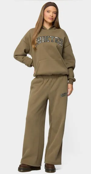 Edikted Olive Green Hoodie and Sweatpants Set thumbnail 1