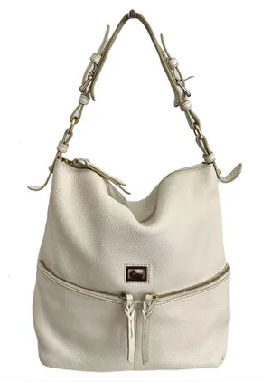Dooney & Bourke Ivory Pebbled Leather ‘Dillen Large Pocket’ Hobo Shoulder Bag thumbnail 1