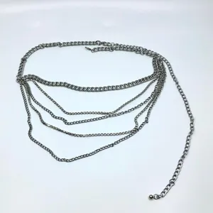 Y2K Glam Silver Rhinestone Draped Chain Belt, Fits 18–42 Inches, X7GA1196 thumbnail 6