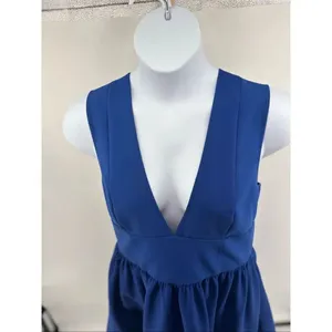 Banana Republic Anisa Mini Dress Blue Deep V Fit & Flare Sleeveless Size 16 thumbnail 4