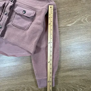 Altar'd State Women's Cropped Mauve Fleece Shacket XS Button Front thumbnail 8