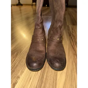 Born Women's 6.5‎ Brown Boots Leather Side Zip Knee High Studded Heel thumbnail 4