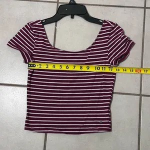 American‎ Eagle Women Cotton Stretch stripe crop top XS thumbnail 7