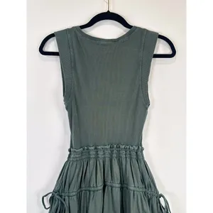 Anthropologie Daily Practice Mini Dress Green Bubble Ribbed Tank Stretch 2XS XXS thumbnail 10