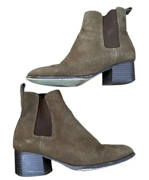 Brown heeled boots comfortable classic fall autumn style pointed toe slip on‎ Size 9 thumbnail 1