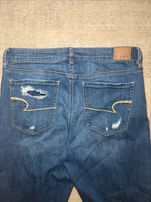 American Eagle Outfitters Blue Jean Denim Hi-Rise Jegging Distressed 16 Long thumbnail 8