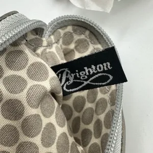 Brighton Patent Leather Heart Coin Purse Beige Tan Zip Pouch Polka Dot Lining thumbnail 5