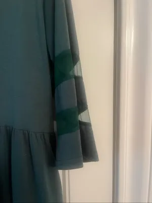 Dark Green Midi/Maxi Dress with Sheer Trim thumbnail 2