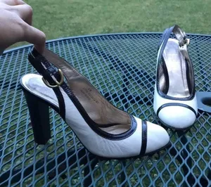 Coach Cecilia High Heels Slingback Leather Point toe block stacks chunky block rockabilly retro preppy pinup Pumps Stilettos Sandals coastal coquette vintage breathable Pumps Heels thumbnail 1