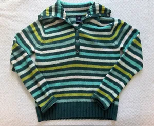 Vintage Y2K Gap Striped Sweater Snap Collar Wool thumbnail 1
