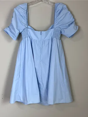 Amanda Uprichard Babydoll Mini Dress Puff Sleeve Romantic Baby‎ Blue Sz Small thumbnail 5