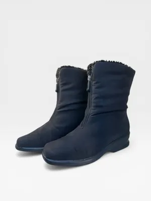Toe Warmers Black Fleece Lined Front Zip Ankle Winter Boots Women's Size 8 thumbnail 3