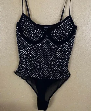 Forever 21 bedazzled jewel bustier bodysuit thumbnail 1