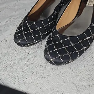 Badgley Mischka Sheila ballet black jeweled slip on flats sz 8 thumbnail 4