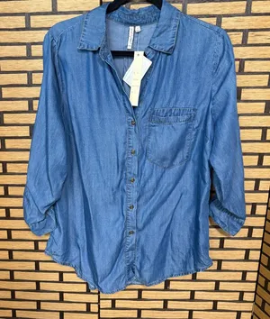 Grand‎ & Green Denim Button Down Shirt Size Small Blue thumbnail 1