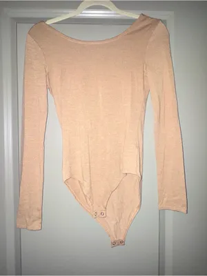 Forever 21 Long Sleeve Scoop Bodysuit - Light Peach thumbnail 1