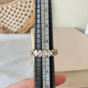 Oval Cut Eternity Band Gold Clear “Lacey” Wedding Engagement Promise Classic Jewelry thumbnail 8