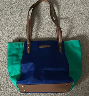 Stylish Blue and Green Vera Bradley Tote Bag thumbnail 1