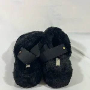 Iman‎ Global Chic Faux Fur Slingback Slipper Women 8 Black New thumbnail 5