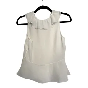 Wilfred Aritzia White Silky Semi Sheer Tie Front Sleeveless Blouse Size Small thumbnail 4