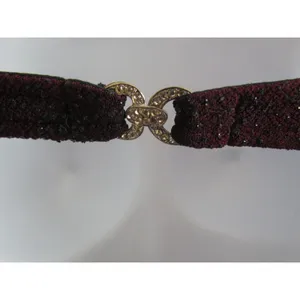 Bari Jay Maxi Dress‎ XS Burgundy Glitter Open Back Rhinestone 90s Vintage Gown thumbnail 4