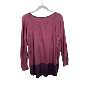 Worth‎ New York Womens Plum Burgundy Silk Trim Knit Long Sleeve Top Large thumbnail 2