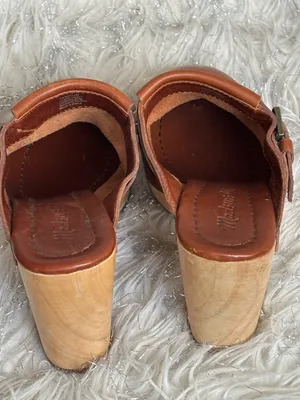 Madewell Brown Women’s Leather Fringe Mule Clogs Wooden Block Heels Size 7.5 thumbnail 7