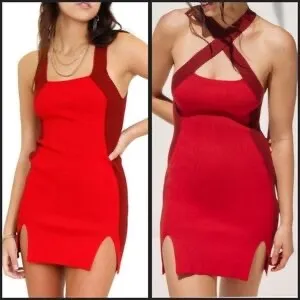 Solid & Striped The Marissa Colorblock Mini Dress Red Burgundy (Size S)⁠ thumbnail 2