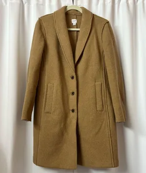J. Crew Factory Beige Tan Button Up Winter Wool Coat Size 6 Small Peacoat thumbnail 2