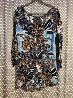 Hale Bob | Boho Tropical Floral Print Romper, Large thumbnail 6