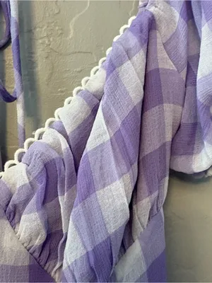 Princess Polly danny mini dress in lilac white gingham size 4 thumbnail 7