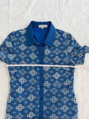 Solitaire Blue Embroidered Button Front Midi Dress M thumbnail 10