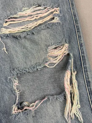 Judy Blue 90s Straight Jeans 3/26 High Rise Distressed Raw Hem Light Wash thumbnail 3
