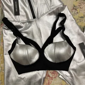 Secndnture Leset Silver and White Athletic Shorts Set thumbnail 3