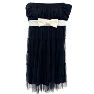 Fredericks of Hollywood Black Tiered‎ Mesh Strapless Bow Mini Dress XL Babydoll thumbnail 2