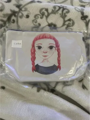 C030 Make up Makeup bag pink hair girl organizer storage travel thumbnail 2