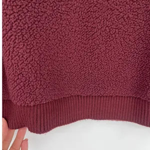 Abercrombie & Fitch Sherpa Womens Top Sz M Cozy Preppy Burgundy Athleisure Soft thumbnail 6