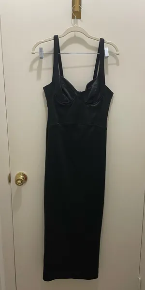 Black Satin ZARA Dress Midi Slip thumbnail 1
