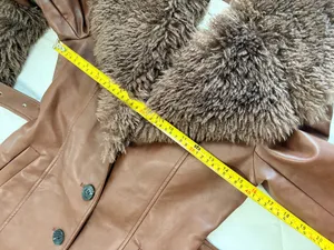 Avec Les Filles Brown Faux Leather Fur Trim Belted Maxi Coat XS Y2K Glam Luxe $258 thumbnail 8