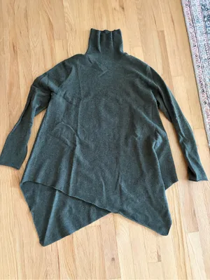 Magaschoni Turtleneck Cashmere Tunic Sweater - Hunter green Heather asymmetrical thumbnail 2