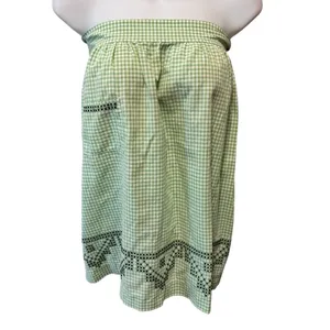 Vintage Green Check Cross Stitched Apron W/Pocket 2 Ways To Wear Top Tied Back thumbnail 3