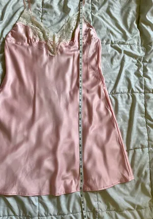 H&M Nightgown Size M Pink Lace Trim Low Back Ribbon thumbnail 6